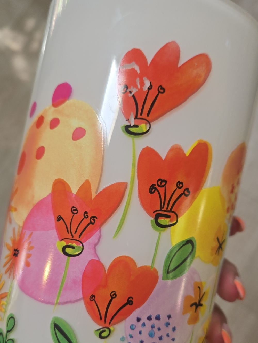 Milky White Floral Glass Cylinder Vase - Picture 2 of 6